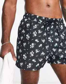 Короткие плавки-шорты с цветочным принтом ASOS
