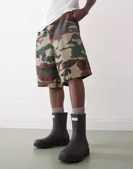 Короткие резиновые сапоги Hunter Downpour черного цвета