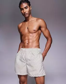 Короткие шорты для плавания ASOS DESIGN в бежевую полоску