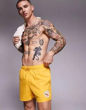 Короткие шорты для плавания ASOS DESIGN желтого цвета