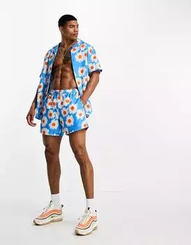 Короткие шорты для плавания ASOS с ромашковым принтом