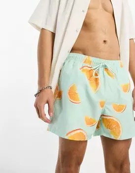 Короткие шорты для плавания с оранжевым принтом ASOS DESIGN