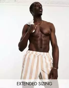 Короткие шорты для плавания в коричневую полоску ASOS DESIGN