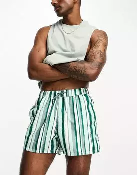 Короткие шорты для плавания в синюю полоску ASOS DESIGN