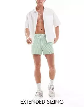 Короткие шорты для плавания в зеленую полоску ASOS DESIGN