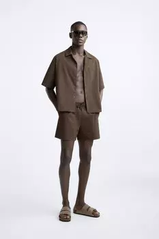 Короткие шорты для плавания ZARA, коричневый