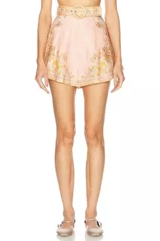 Короткие шорты из акации Zimmermann, цвет Cream & Pink Multi