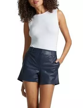 Короткие шорты из искусственной кожи темно-синего цвета Commando