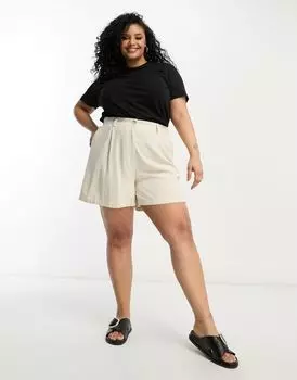 Короткие шорты из смесового льна ASOS DESIGN Curve Dad