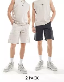 Короткие шорты карго Jack & Jones светло-серого и темно-серого цвета, 2 шт
