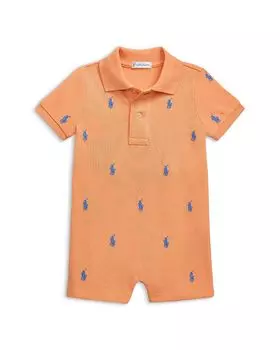 Короткие шорты-поло из хлопка и сетки для мальчиков Polo Pony - Baby Ralph Lauren, оранжевый