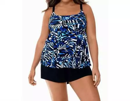 Короткие шорты с имитацией длинного торса Digital Cortex Ruffle в синем цвете Longitude