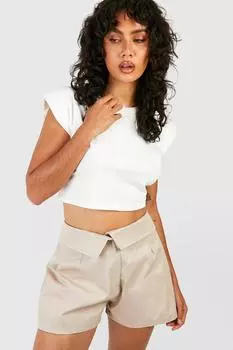 Короткие шорты с отклоненными открытиями Boohoo, бежевый