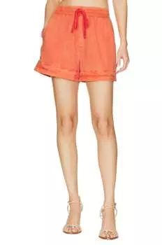 Короткие шорты с отстрочкой по низу цвета мандариновый оранжевый Bella Dahl
