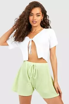 Короткие шорты с завязкой на талии Boohoo, лаймовый