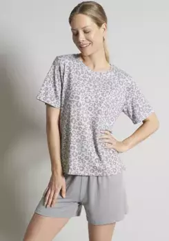Короткие шорты TOM TAILOR (2 шт.), с повседневным животным принтом, цвет Grau-Mittel-Allover