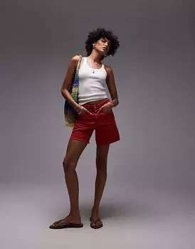 Короткие шорты Topshop Editor красного цвета