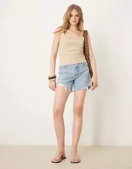 Короткие шорты в стиле 90-х, средне-синего цвета Abercrombie & Fitch