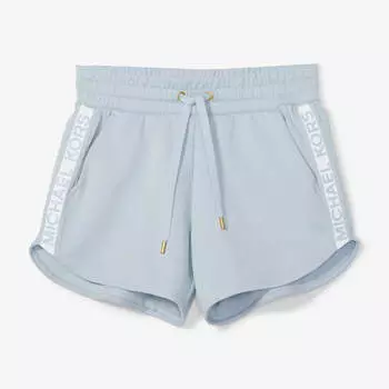 Короткие спортивные шорты ретро Michael Michael Kors Logo Tape Cotton Blend, голубой/белый