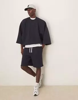 Короткие свободные шорты ASOS DESIGN темно-синего цвета