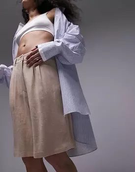 Короткие тканые шорты Topshop песочного цвета