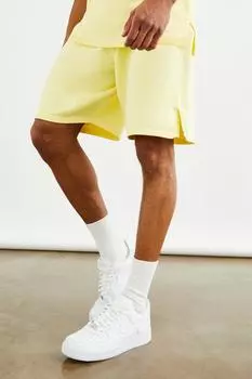 Короткие трикотажные шорты открытого плетения Boohoo, желтый