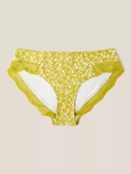 Короткие трусики с кружевной отделкой и принтом в виде сердца White Stuff, шартрез