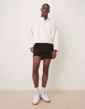 Короткие узкие джинсовые шорты ASOS DESIGN со складками черного цвета
