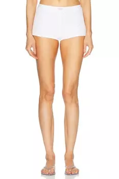 Короткие вафельные шорты Crystal Hotfix Alexander Wang, белый