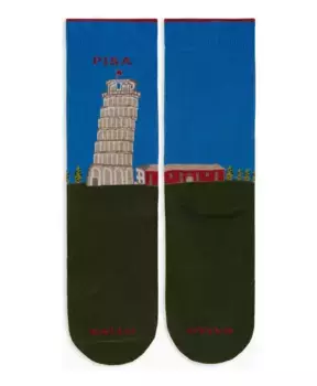 Короткие женские хлопковые носки с рисунком Пизанской башни Gallo, мультиколор