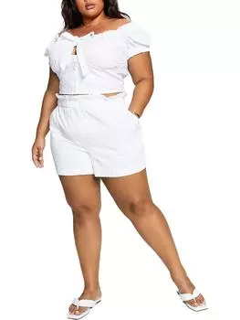 Короткие женские хлопковые шорты с высокой талией Bar III, цвет bright white