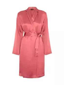 Короткий атласный шелковый халат La Perla, цвет rose noisette