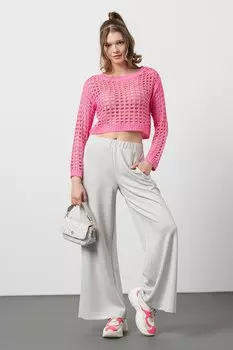 Короткий ажурный свитер Ibiza Vero Moda, розовый