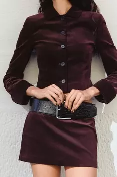 Короткий блейзер из бархата ZARA, бордовый