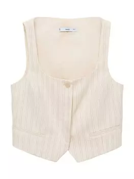 Короткий блейзер MANGO Suit Vest GERANIO, светло-бежевый
