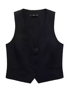 Короткий блейзер MANGO Suit Vest Max, черный