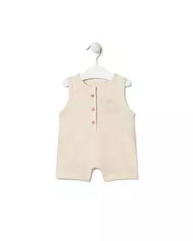 Короткий детский комбинезон из крашеного хлопка Tous, бежевый