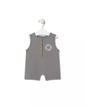 Короткий детский комбинезон из крашеного хлопка Tous, серый