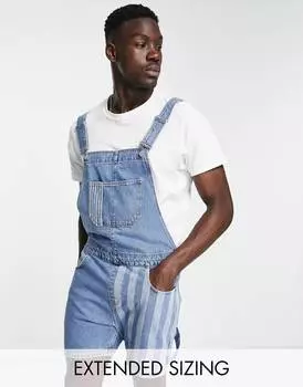 Короткий джинсовый комбинезон в полоску и пэчворк ASOS DESIGN
