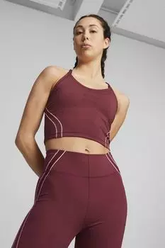 Короткий фитнес-топ Студия Puma, бургундия