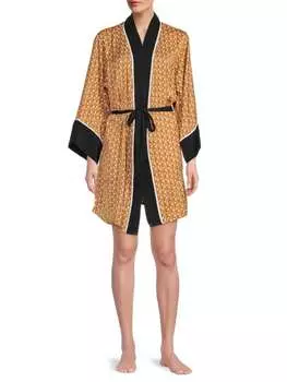 Короткий халат DKNY с принтом, tan