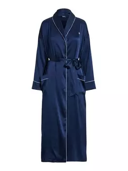 Короткий халат Polo Ralph Lauren Heritage Silk, темно-синий