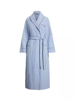 Короткий халат Polo Ralph Lauren Shirting Stripes, цвет Blue/White