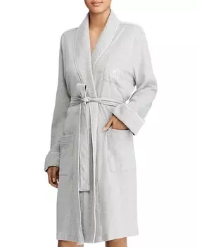Короткий халат со стеганым воротником и манжетами Lauren Ralph Lauren, серый