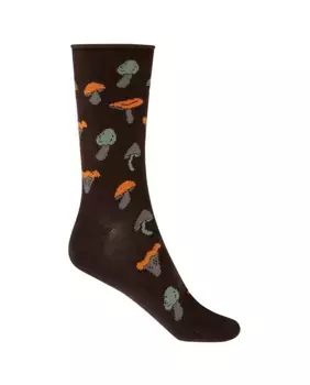 Короткий хлопковый носок с манжетой - грибочки Сделано в Испании Punto Blanco, коричневый