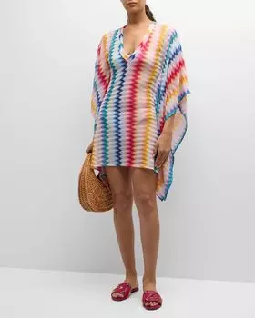 Короткий кафтан с зигзагом Missoni, цвет Multicolor White Base