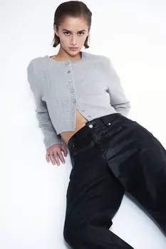 Короткий кардиган из смеси шерсти H&M, серый