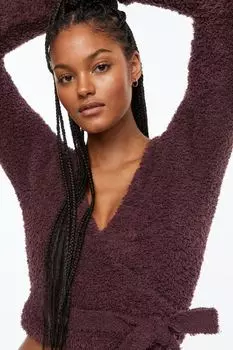 Короткий кардиган-конверт с плюшевым мишкой H&amp;M, темно-красный