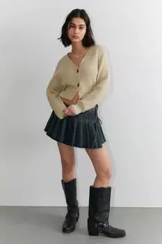 Короткий кардиган крупной вязки Monki, бежевый