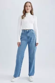 Короткий кардиган на молнии Defacto, белый